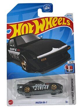 Hot Wheels Mazda RX-7 Police Black HW First Response 80/250